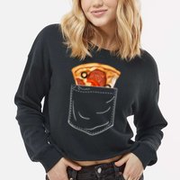 Pocket Pizza Slice Cropped Pullover Crew