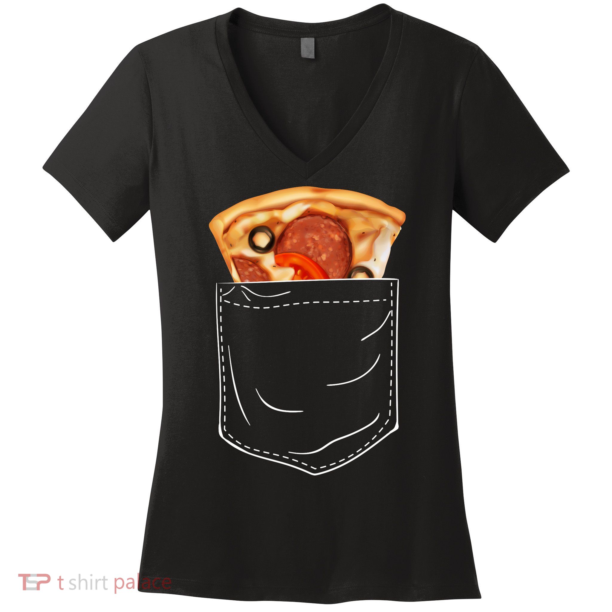 Pocket Pizza Slice Women's V-Neck T-Shirt