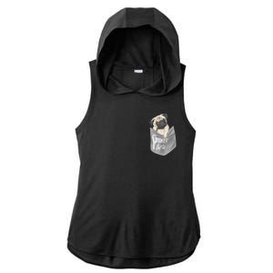 Pocket Pug Cute Ladies PosiCharge Tri-Blend Wicking Draft Hoodie Tank