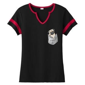 Pocket Pug Cute Ladies Halftime Notch Neck Tee