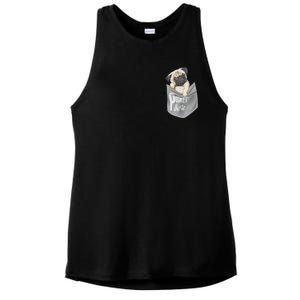 Pocket Pug Cute Ladies PosiCharge Tri-Blend Wicking Tank