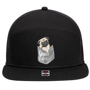 Pocket Pug Cute 7 Panel Mesh Trucker Snapback Hat