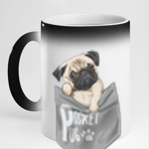 Pocket Pug Cute 11oz Black Color Changing Mug