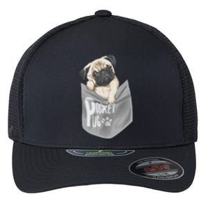 Pocket Pug Cute Flexfit Unipanel Trucker Cap