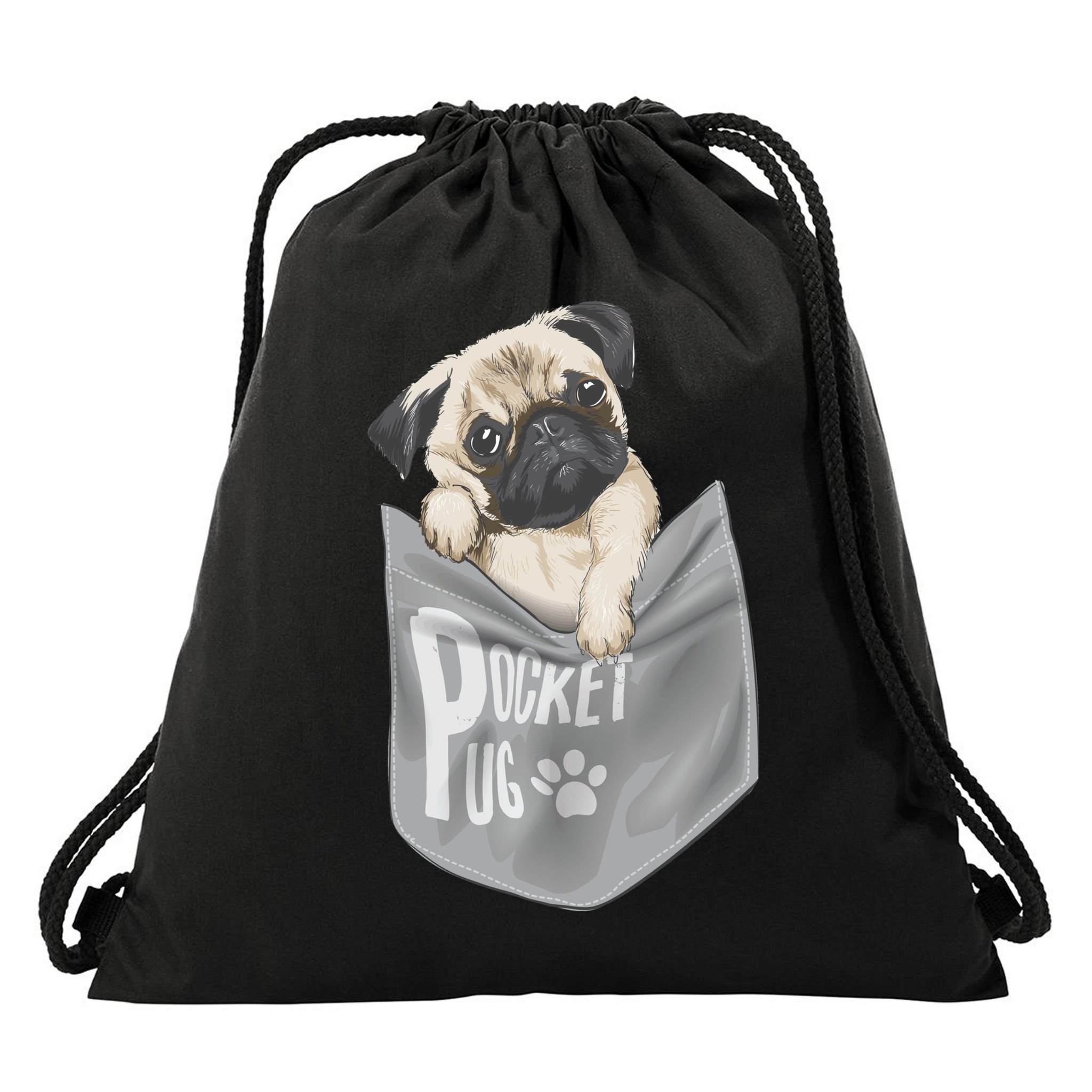 Pocket Pug Cute Drawstring Bag