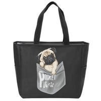 Pocket Pug Cute Zip Tote Bag