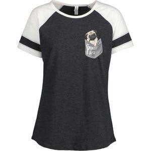 Pocket Pug Cute Enza Ladies Jersey Colorblock Tee