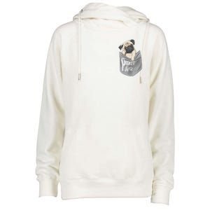 Pocket Pug Cute Womens Funnel Neck Pullover Hood