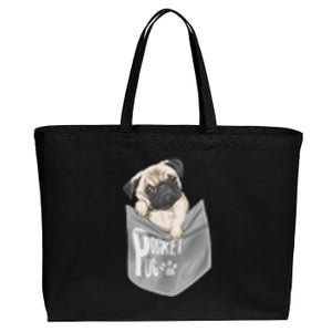 Pocket Pug Cute Cotton Canvas Jumbo Tote