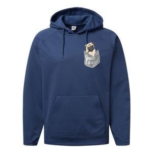 Pocket Pug Cute Performance Fleece Hoodie