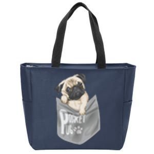 Pocket Pug Cute Zip Tote Bag