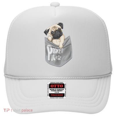 Pocket Pug Cute High Crown Mesh Back Trucker Hat