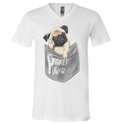 Pocket Pug Cute V-Neck T-Shirt