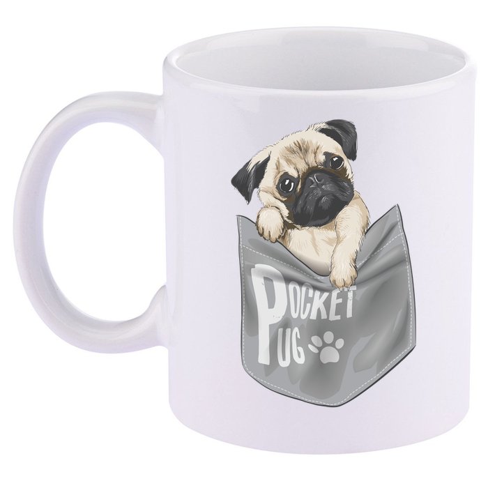 Pocket Pug Cute 11oz C Handle Ceramic Mug