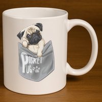 Pocket Pug Cute 11oz C Handle Ceramic Mug