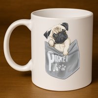 Pocket Pug Cute 11oz C Handle Ceramic Mug