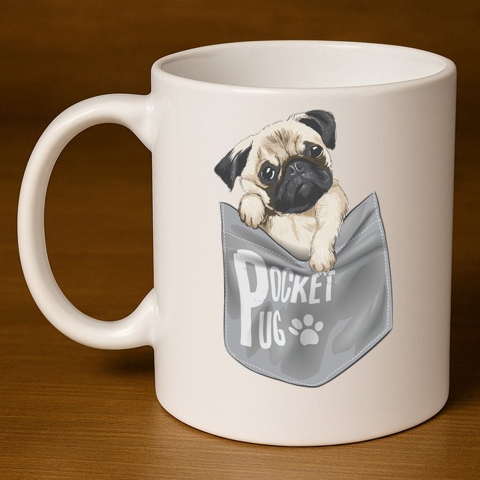 Pocket Pug Cute 11oz C Handle Ceramic Mug