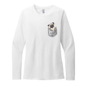 Pocket Pug Cute Womens CVC Long Sleeve Shirt