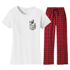 Pocket Pug Cute Women's Flannel Pajama Set