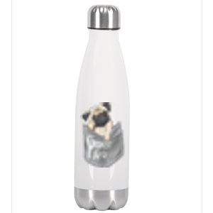 Pocket Pug Cute Stainless Steel Insulated Water Bottle