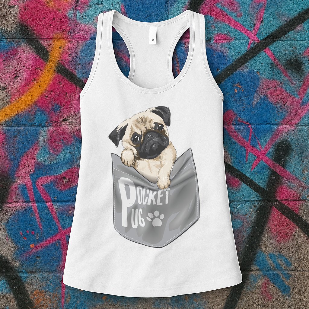 Pocket Pug Cute Womens Tank Top