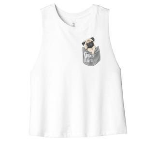 Pocket Pug Cute Women's Racerback Cropped Tank