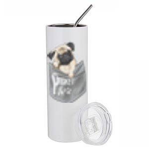 Pocket Pug Cute Stainless Steel Tumbler