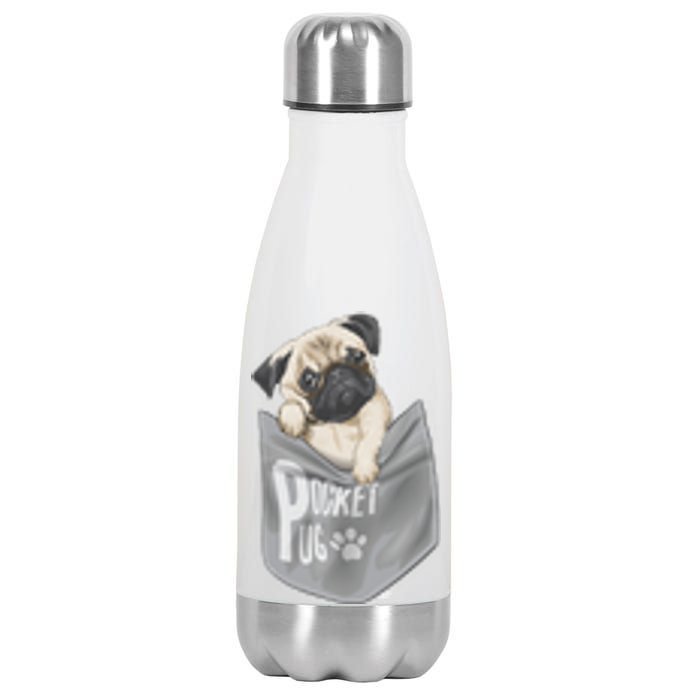 Pocket Pug Cute Stainless Steel Insulated Water Bottle