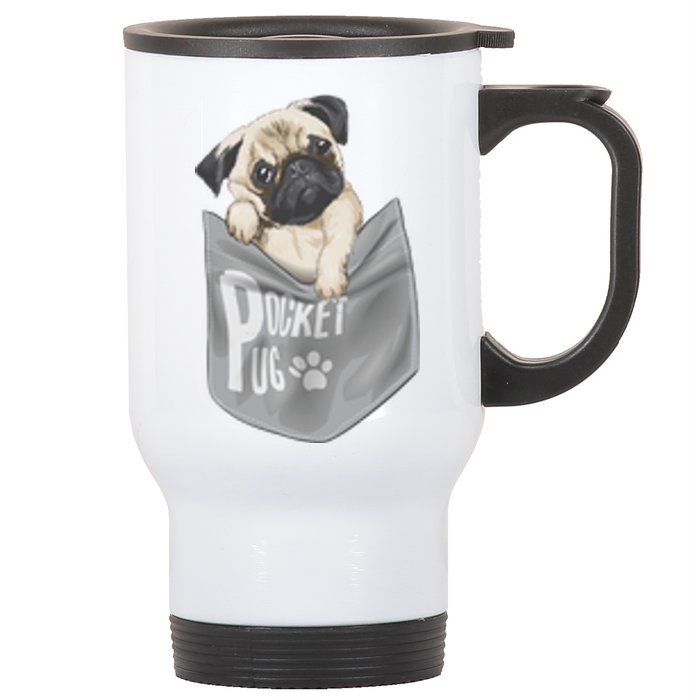 Pocket Pug Cute Stainless Steel Travel Mug