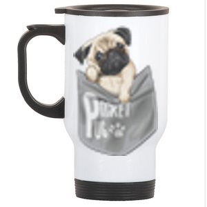 Pocket Pug Cute Stainless Steel Travel Mug