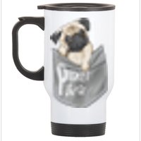 Pocket Pug Cute Stainless Steel Travel Mug