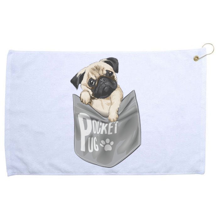 Pocket Pug Cute Grommeted Golf Towel