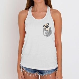 Pocket Pug Cute Women's Knotted Racerback Tank