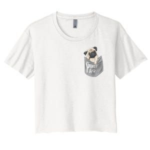 Pocket Pug Cute Women's Crop Top Tee