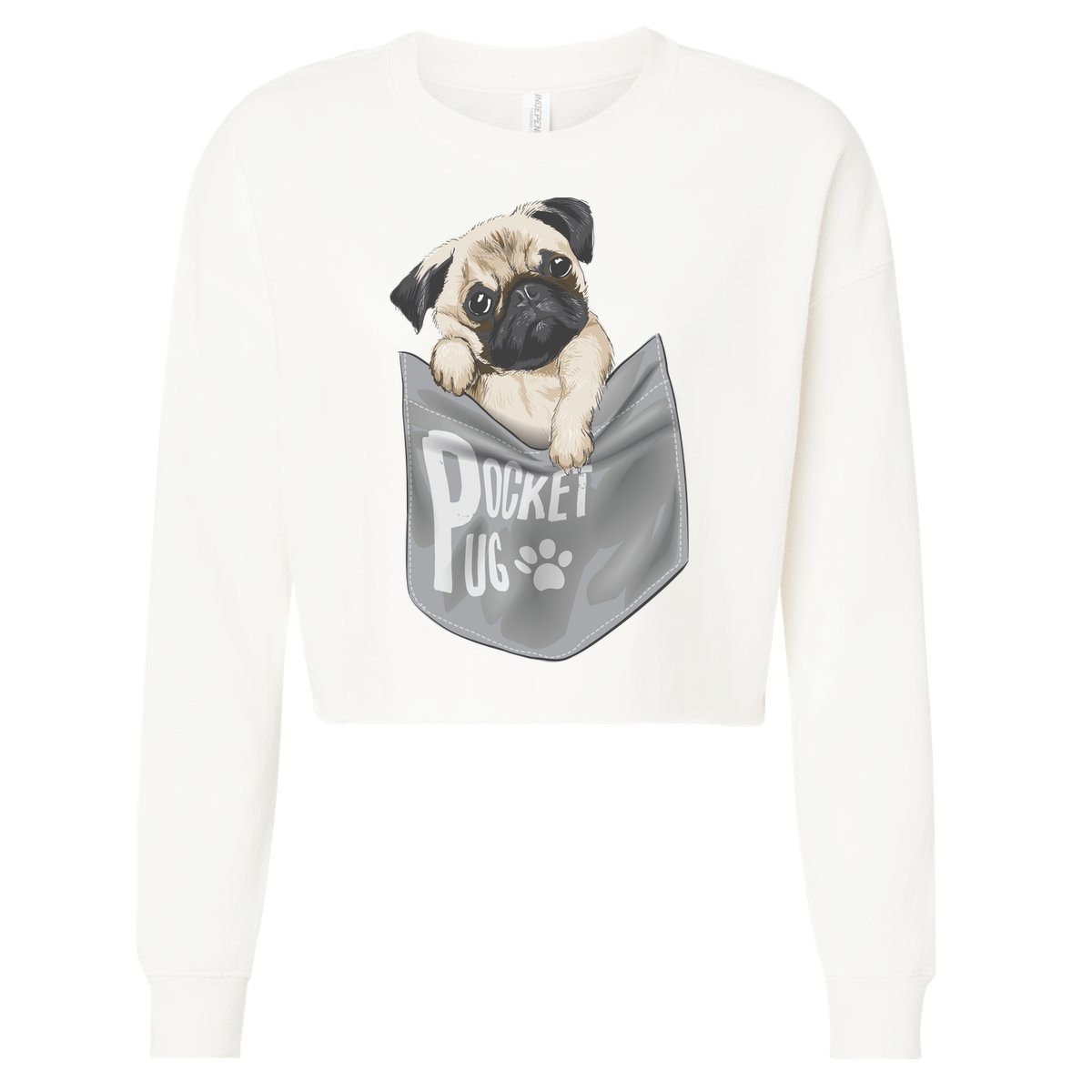 Pocket Pug Cute Cropped Pullover Crew