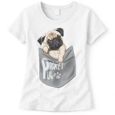 Pocket Pug Cute Womens T-Shirt