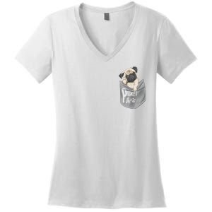 Pocket Pug Cute Women's V-Neck T-Shirt