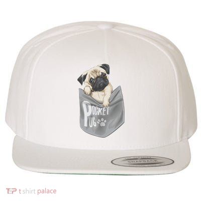 Pocket Pug Cute Wool Snapback Cap