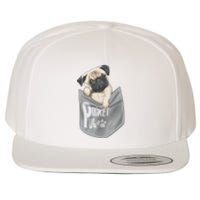 Pocket Pug Cute Wool Snapback Cap