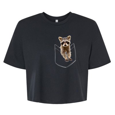 Pocket Raccoon Funny Bella+Canvas Jersey Crop Tee