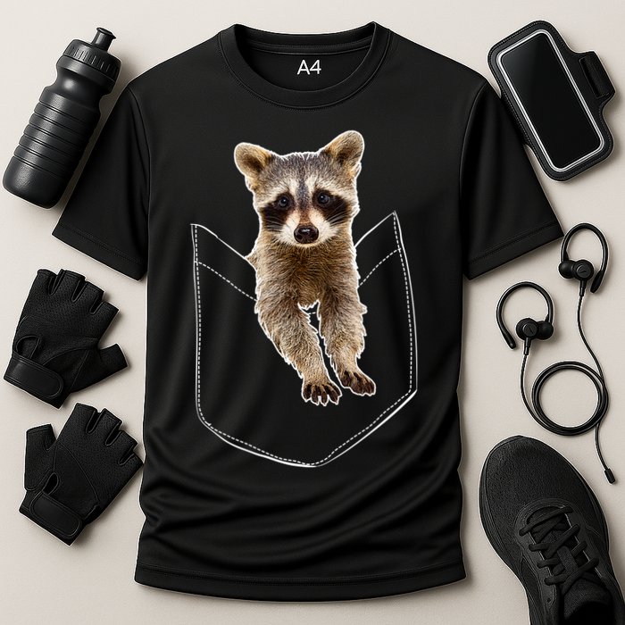 Pocket Raccoon Funny Cooling Performance Crew T-Shirt