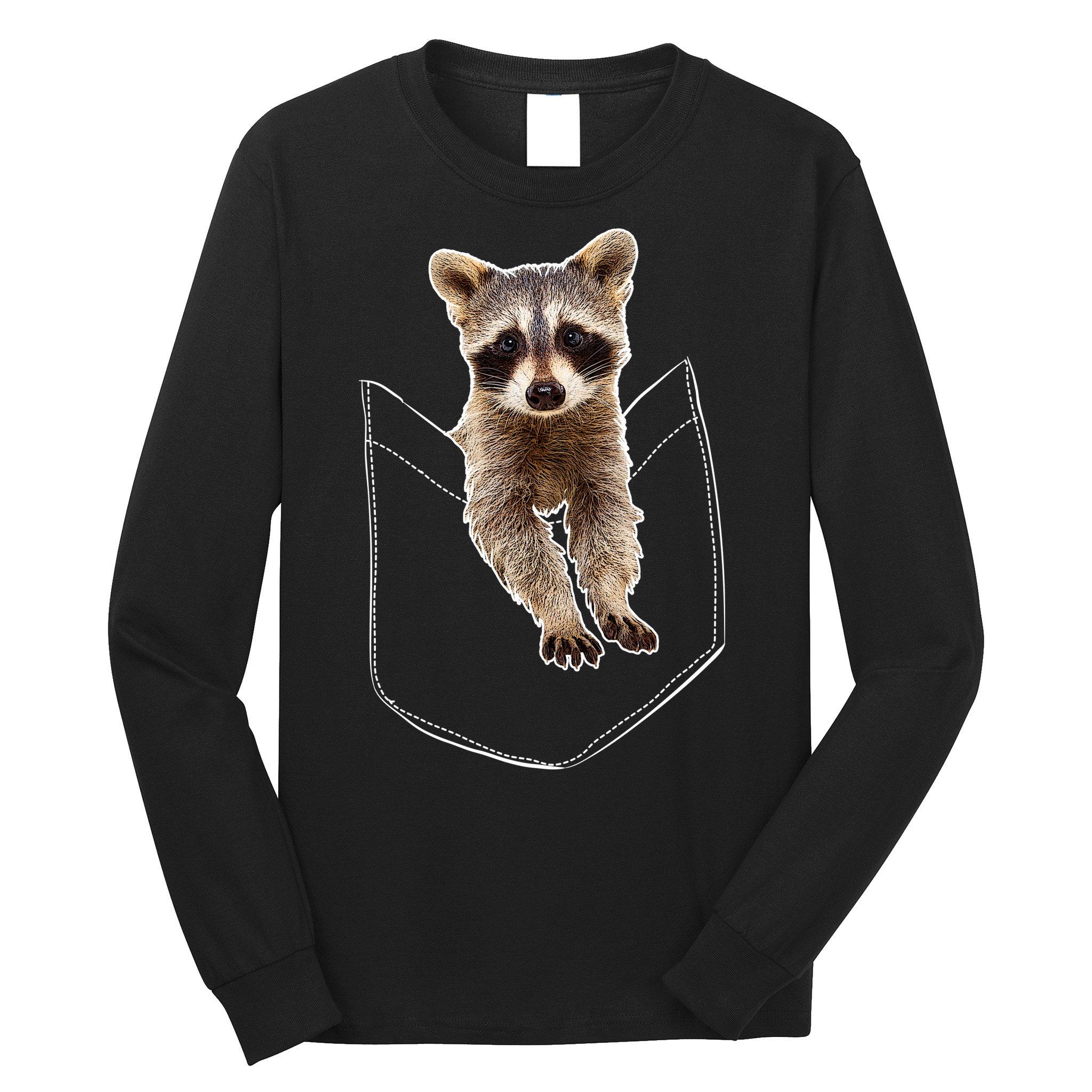 Pocket Raccoon Funny Long Sleeve Shirt