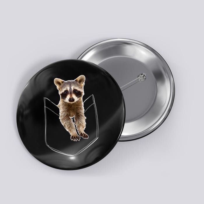 Pocket Raccoon Funny Button