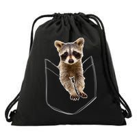 Pocket Raccoon Funny Drawstring Bag