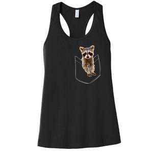 Pocket Raccoon Funny Women's Racerback Tank