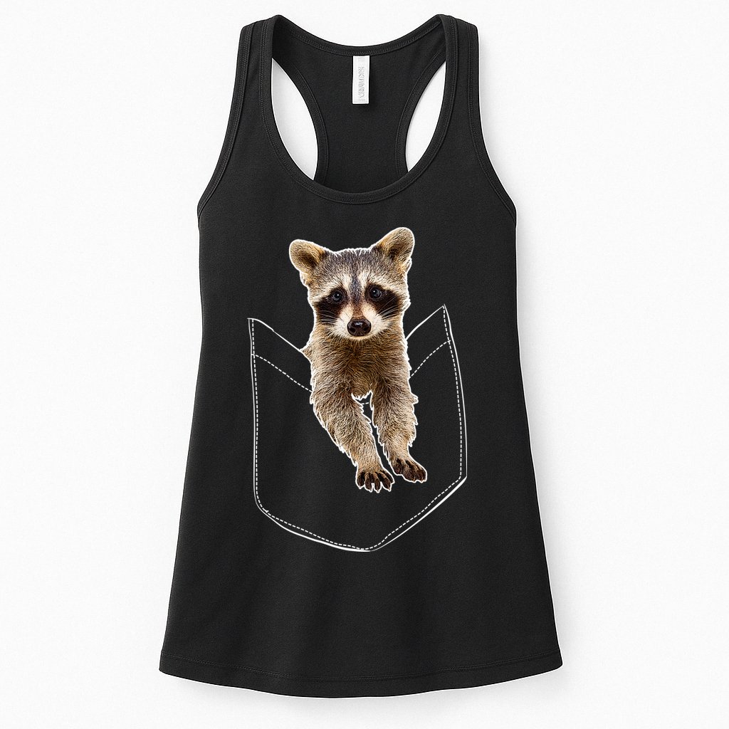 Pocket Raccoon Funny Womens Tank Top