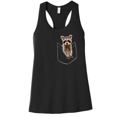 Pocket Raccoon Funny Women's Racerback Tank