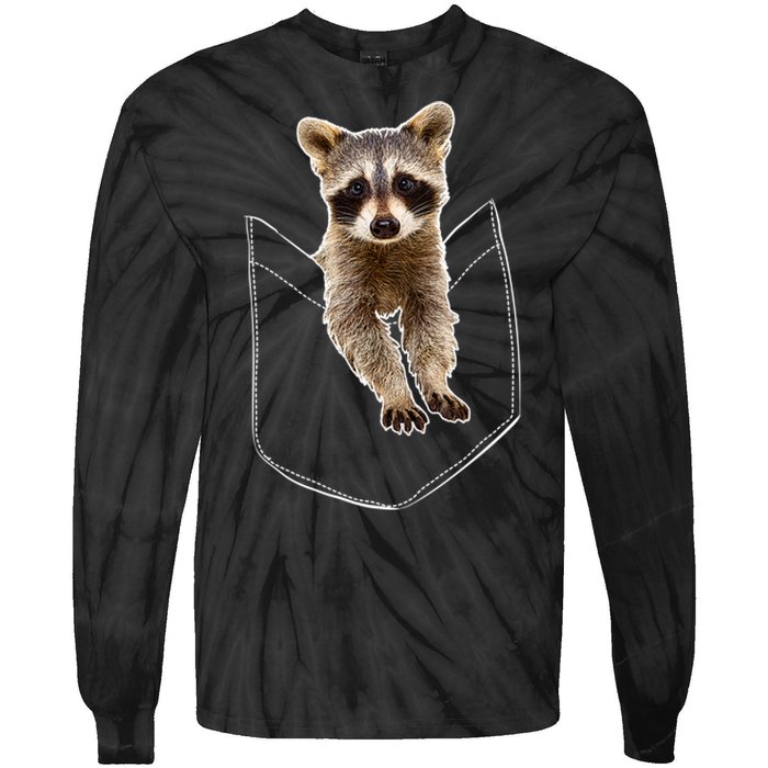 Pocket Raccoon Funny Tie-Dye Long Sleeve Shirt