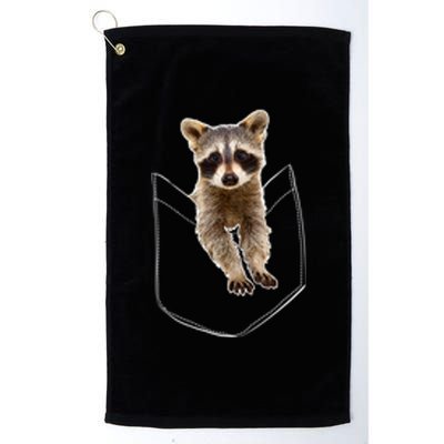 Pocket Raccoon Funny Platinum Collection Golf Towel