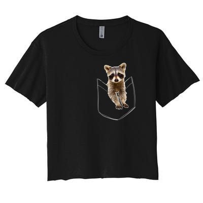 Pocket Raccoon Funny Women's Crop Top Tee